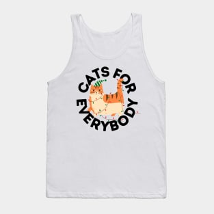 Cats For Everybody Festive Cat Funny Christmas Gift for Cat Owners and Feline Lovers Tank Top